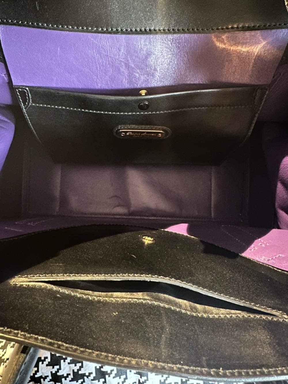 Ralph Lauren Black Leather Satchel with Gold-Tone Lock - Picture 8 of 10
